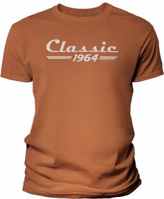 an orange classic t - shirt with the words classic in white