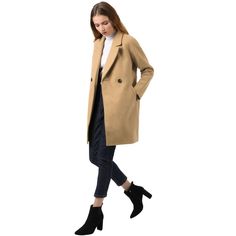 A classic trench coat makes for the perfect layering piece. Vintage trench details are softened by a notched lapel and one button closure. Slip into this trench coat on your way to work during cool mornings, or add it as a comfortable layer to your everyday t-shirt and jeans to keep you warm. Pair it with boots for a warm winter outfit. Casual Wool Coat With Lapel Collar For Office, Trendy Long Pea Coat With Double Buttons, Trendy Long Pea Coat With Double Button Closure, Tailored Long Coat For Fall, Casual Double-breasted Wool Coat For Work, Trendy Double-breasted Wool Coat For Work, Casual Wool Coat With Double Button For Office, Beige Double-breasted Long Coat, Casual Wool Coat With Double Button Closure For Office