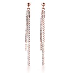 PRICES MAY VARY. MATERIAL: Except for cubic zirconia, all other metal of these cz dangle earrings is made of genuine 925 Sterling Silver, including earrings posts and the whole earrings. These sterling silver earrings are electroplated with genuine Rhodium/18K Gold/Rose Gold, which is Hypoallergenic, Lead-free, Nickel-free, Cadmium-free and don't turn your skin green. SIZE: The total length: 4.5cm(1.7in) and 6.3cm(2.5in), weight: 2.37g/pair and 3.59g/pair. These long earrings won't put too much Dangle Earrings Wedding, Long Dangle Earrings, Cz Earrings, Silver Crystal, Girls Jewelry, Rhinestone Earrings, Teen Girls, Long Earrings, Earrings For Women