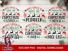 christmas movie svg files with santa and reindeers