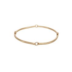 Hilary's classic bangle bracelet looks great with every outfit, and layers well with your bracelet stack. The perfect day-to-night bangle with a slinky movement that provides for ultra comfort. An essential in every jewelry collection. Choose from 14k or 18k gold. 2 1/2 inch diameter typically, but can be customized to fit. Rivet and Ring bangle can be customized with gold and silver links upon request. Made to order and will ship in 3-4 weeks. Everyday Flexible Round Gold Bracelet, Everyday 14k Gold Hoop Bracelets, Minimalist Yellow Gold Oyster Bracelet, Elegant 14k Gold Flexible Bangle, Elegant Stackable Bangle Chain Bracelet, Fine Jewelry Everyday Bangle Bracelet, Fine Jewelry Round Bangle For Everyday, Modern Stackable Bangle Bracelets, Stackable Bangle For Everyday Luxury