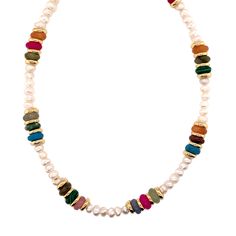 Introducing our Mixed Gemstone Pearl Beaded Necklace, a vibrant and captivating piece that celebrates the beauty and diversity of gemstones. This exquisite pearl necklace showcases a harmonious combination of different stones, creating a kaleidoscope of colors and energies. Necklace Size: 16" with 2" extension. Bohemian Multicolor Pearl Necklace With Gemstone Beads, Multicolor Pearl Necklaces With Gemstones, Multicolor Pearl Necklace With Gemstone Beads, Multicolor Multi-strand Gemstone Beaded Necklaces, Dainty Designs, Spiritual Multicolor Multi-stone Beaded Necklaces, Pearl Beaded Necklace, Gemstone Beaded Necklace, Style Savvy