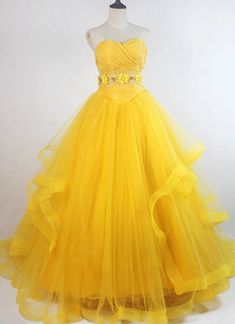 High-end Moive Beauty and the Beast Cosplay Costume Yellow Strapless Adult Belle Princess Dresses With Long Tail     Condition: Brand New   Color: amp;nbsp; White   Material: Organza And Lace   Sleeve Length:Off the Shoulder Dresses Length:Floor-Length   Neckline: Strapless   Includes: Dress     Notice: If your size is way off the standard size chart, Please choose custom-made .      amp;nbsp;                amp;nbsp; Beauty And The Beast Dress, Belle Wedding Dresses, Princess Belle Dress, Beauty And Beast Wedding, Belle Princess, Yellow Wedding Dress, Belle Cosplay, Beauty And The Beast Belle, Belle Costume