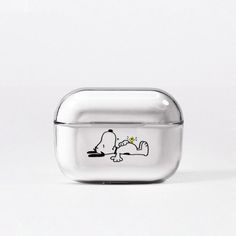 a glass case with a snoopy dog on it