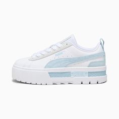 Mayze Mix Women's Sneakers | PUMA How To Style Puma Sneakers, White Puma Shoes, Fashion Shoes Heels, White Puma, Sneakers Puma, Christmas Things, White Leather Sneakers, Cat Logo, Puma Sneakers