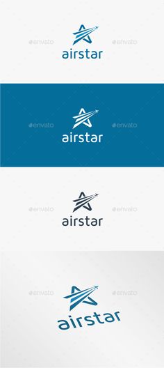 an airplane logo is shown in three different colors and sizes, with the word air star on