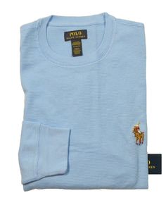 PLEASE NOTE: DUE TO HIGH VOLUME AND POST OFFICE DELAYS, DELIVERY TIMES MAY BE LONGER THAN NORMAL. ALL SALES ARE FINAL. NO RETURNS ACCEPTED. POLO RALPH LAUREN LIGHT BLUE RIDING POLO BEAR WAFFLE KNIT THERMAL T-SHIRT RIBBED CREW-NECK EMBROIDERED POLO BEAR GRAPHIC AT LEFT CHEST LONG SLEEVES WITH RIBBED CUFFS 60% COTTON 40% POLYESTER MACHINE WASHABLE IMPORTED RALPH LAUREN MEN’S MEASUREMENT GUIDE SIZE XS S M L XL 2XL CHEST 31-34 35-37 38-40 42-45 46-48 49-52 NECK 14 14-14.5 15-15.5 16-16.5 17-17.5 18- Bear Graphic, Polo Bear, Sleepwear Robe, Big & Tall, Polo Ralph Lauren Mens, Ralph Lauren Men, Waffle Knit, Post Office, Blue Man