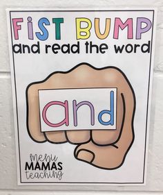 a sign that says fist bump and read the word