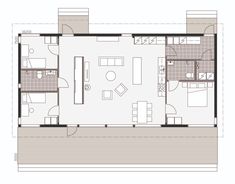 the floor plan for a small house with two beds and one living room in it