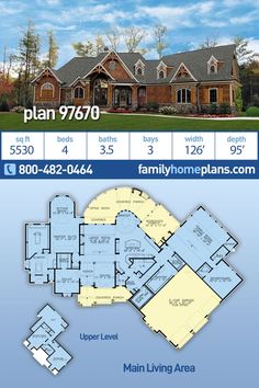 the floor plan for this home is shown in blue and white, with an additional living area