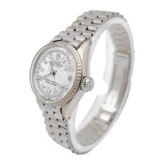 One 1967 Ladies Rolex 24mm Vintage Bark Finish Solid 18K White Gold Watch with Mother of Pearl Diamond Dial in Bark Finish. Pre-Owned SN# 159**** Year: 1967. Brand: Rolex. Model: 6517. Crystal: Plastic. Gender: Women's. Condition: Very Good. Case Dimensions: 24mm. Dial: Mother of Pearl Diamond. Bracelet Size: Fits Max 6.0" Wrist. Metal Type: 18K Solid White Gold. Bracelet / Strap: 18K Solid White Gold. Movement: Self-Winding (Automatic). Box / Certification: Rolex Box / Certificate of Authentici Classic Round Diamond Watch With Polished Finish, Classic Diamond Watch With Jubilee Bracelet, Classic Diamond Watch With Jubilee Bracelet For Formal Occasions, Classic Formal Diamond Watch With Jubilee Bracelet, Classic White Gold Diamond Watch With Jubilee Bracelet, Timeless Diamond Watch With Jubilee Bracelet For Formal Occasions, Timeless White Gold Diamond Watch With Jubilee Bracelet, Luxury Diamond Watch With Jubilee Bracelet, Diamond Watch With Jubilee Bracelet