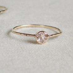 Solid 14k Gold Gemstone Ring Sparkling Thread of Gold by MARYJOHN Dainty Solitaire Rose Gold Stackable Rings, Delicate Stackable Rose Gold Birthstone Ring, Delicate Solitaire Rose Gold Stackable Rings, Everyday Rose Gold Solitaire Rings, Delicate Stackable 14k Rose Gold Rings, Dainty 14k Rose Gold Solitaire Jewelry, Simple 14k Rose Gold Ring, Minimalist Rose Gold Diamond Ring With Bezel Setting, Simple Rose Gold 14k Ring