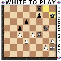 a chess game with the words white to play checkmate in move over on it