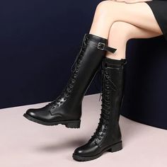 Knee -High Boots Autumn Boot Black Lace-Up · Shop Zola · Online Store Powered by Storenvy Black Knee High Boots, Work Place, Black Knees, Boots Fall, Boots Women, High Boots, Knee High Boots, Pay Attention, Black Boots