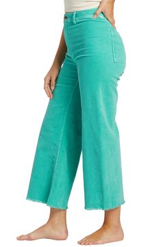 These supersoft corduroy pants are updated with a high waist, wide legs and a welcome touch of stretch. 28 1/2" inseam; 22" leg opening; 12" front rise; 15" back rise (size 29) 98% cotton, 2% elastane Machine wash, tumble dry Imported Bright Colored Clothes, Modest Pants Outfits, Colorful Style Inspiration, Colorful Business Casual, Hair Stylist Outfit, Colored Jeans Outfits, Preppy Jeans, Gazelle Outfit, Billabong Jeans