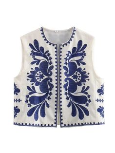 Material: Cotton / Polyesterhttps://www.p65warnings.ca.gov/ Imported - Please carefully check the size chart before ordering, this is made using an international size chartAllow 2-4 weeks for delivery as shipping times vary globally Round Neck Cardigan, Loose Vest, Hippie Top, Boho Vest, Retro Fashion Women, Embroidery Top, Blue Embroidery, Vest Fashion, V Neck Cardigan