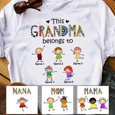 this grandma belongs to t - shirt with four different pictures on the front and back