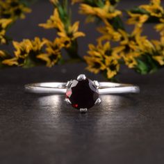 "925 sterling silver simple & dainty garnet solitaire promise ring for her, Womens garnet silver ring, Minimalist garnet engagement ring WE OFFER UNLIMITED PERIOD INSTALLMENTS PLAN This is a beautiful, stunning, feminine ring that works well for all occasions, styles, and ages. You will love it! Ring information Stone: Garnet Approximate size: 5.0mm Metal type: Silver Metal stamp: 925 Sterling SIlver Customization / Replacements It's easy to create jewelry that's perfect for you. Change the Elegant Stackable Garnet Gemstone Rings, Elegant Garnet Gemstone Stackable Rings, Dainty Garnet Jewelry For Anniversary, Dainty Garnet Gemstone Rings, Dainty Garnet Birthstone Ring, Dainty Round Cut Ruby Ring, Garnet Birthstone Ring In White Gold For Promise, Garnet Birthstone Ring For Promise, Round Cut, Garnet Birthstone Ring With Round Cut For Promise