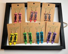 Back to School Earrings Teacher Earrings Teacher Gifts Teacher Appreciation Earrings School Clay Earrings Crayon Box Earrings Handmade - Etsy Crayon Earrings, 3d Print Shop, School Earrings, 3d Printed Earrings, Teacher Earrings, Gold Hooks, Crayon Box, Gifts Teacher, Gold Clips