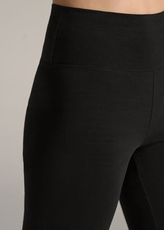 About Our Tall Women’s Leggings Maximum comfort meets maximum length. You’ll want to wear these super-soft cotton tall women’s leggings all day long. We thoughtfully designed this pair to be a staple in your everyday collection that you can reach for time and time again. They’re created with your long legs and torso in mind, with an extended inseam that’ll go past your ankles and a flattering high-rise fit with a wide waistband. Our long leggings for tall women are made of a lightweight cotton a High Stretch Cotton Athleisure Leggings, Versatile Leggings With Comfort Waistband, High Stretch Cotton Leggings For Athleisure, Stretch Cotton Straight Leg Leggings, Comfortable Fitted Everyday Bottoms, Classic Stretch Bottoms With Ribbed Waistband, Full-length Black Cotton Leggings, Black Full-length Cotton Leggings, Black Full Length Cotton Leggings