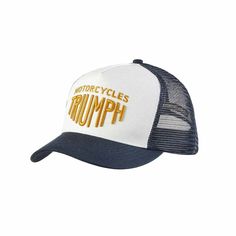 Triumph White Gold Ellis Trucker Hat - MCAS2357

The Triumph White Gold Ellis Trucker Hat - MCAS2357 is a trucker style cotton 
twill and mesh cap with snap-back. This Ellis Cap is white with a gold Triumph 
logo in high quality embroidery.

Riderwear Collection White Trucker Hat With Letter Print Visor, Gold Trucker Hat For Streetwear, Gold Snapback Trucker Hat, White Trucker Baseball Cap, Gold Snapback Trucker Hat For Streetwear, Triumph Logo, Triumph Motorcycles, Mesh Cap, Snap Backs