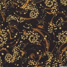 gold stars and swirls on a black background