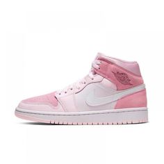 The Shoes Are In Perfect Condition, Never Used. Just Didn’t Look Good On Me. Digital Pink Jordans, Jordan Shoes Pink, Nike Jordan Pink, Jordan 1 Mid Digital Pink, Air Jordan 1 Mid Digital Pink, Nike Dunks High, Jordan Rose, Light Pink Shoes, Nike Air Max Pink