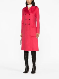 Lanvin double-breasted Cashmere Coat - Farfetch Designer Formal Pink Outerwear, Designer Pink Formal Outerwear, Designer Pink Single-breasted Outerwear, Pink Double-breasted Formal Outerwear, Pink Wool Outerwear For Office, Luxury Pink Outerwear For Office, Classic Pink Wool Outerwear, Pink Double-breasted Winter Outerwear, Luxury Pink Notch Lapel Outerwear