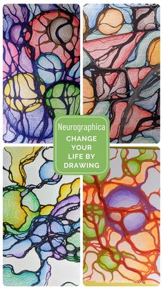 four different pictures with the words neurographica change our light drawing