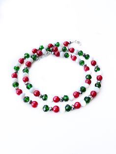 Small Bead Christmas Necklace Simple Necklaces Christmas - Etsy Christmas Beaded Necklaces With Colorful Beads For Gift, Christmas Gift Beaded Necklaces With Colorful Beads, Christmas Gift Beaded Necklaces With Round Beads, Christmas Gift Colorful Beaded Necklaces, Christmas Necklaces With Colorful Round Beads, Christmas Necklaces With Colorful Beads, Christmas Necklace With Colorful Round Beads, Christmas Holiday Necklace With Round Beads, Christmas Jewelry With Faceted Round Beads