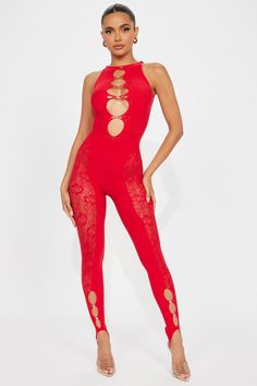 Available In Red And Black. Seamless Jumpsuit High Neck Sleeveless Cut Out Rhinestone Detail Legging Stretch Self: 92% Nylon 8% Elastane Imported | Alone In The Night Seamless Jumpsuit in Red size M/L by Fashion Nova Fitted Seamless Red Bodysuit, Fitted Red Seamless Bodysuit, Seamless Stretch Bodysuit For Party, Red Stretch Sleeveless Jumpsuits And Rompers, Red Sleeveless Stretch Jumpsuits And Rompers, Sleeveless Seamless Party Bodysuit, Seamless Sleeveless Party Bodysuit, Red Stretch Sleeveless Bodysuit, Red Sleeveless Stretch Bodysuit