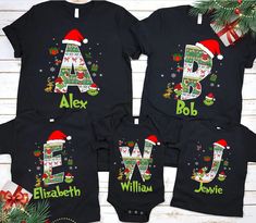 Grinch Family Christmas Shirts, Christmas Matching Shirts, Xmas Pajamas, Christmas Matching, Funny Xmas, Funny Character, Tshirt Ideas, Shirts For Teens, Matching Tees