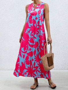 Red Boho Collar Sleeveless Woven Fabric Plants,All Over Print Tank Embellished Non-Stretch  Women Plus Clothing Pink Floral Print Sleeveless Dress For Beach, Pink Floral Print Sleeveless Dress For The Beach, Casual Sleeveless Rose Print Dress, Pink Sleeveless Casual Dress For Vacation, Casual Pink Sleeveless Dress For Vacation, Pink Sleeveless Summer Maxi Dress, Sleeveless Rose Print Dress For Vacation, Pink Sleeveless Maxi Dress For Vacation, Pink Floral Print Sleeveless Dress For Summer