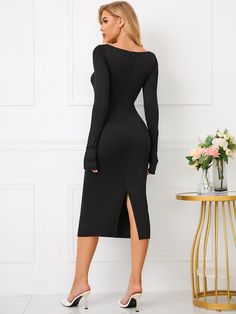 Shop Long Sleeve Cut Out Bodycon Midi Dress now at Partheafashion. You can also choose more fashion styles. Midi Pencil Dress, Bodycon Midi Dress, Bodycon Midi, Long Sleeve Midi Dress, Midi Dress Bodycon, Pencil Dress, Blue Jacket, Black Midi Dress, Fashion Styles