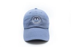 Dusty Blue Smiley Face Hat | Kids Green Hat - Rey to Z Smiley Face Hat, Blue Smiley Face, Textured Lettering, Letter Patches, Baseball Baby, Letters For Kids, Green Hats, Embroidered Baseball Caps, Ponytail Holder