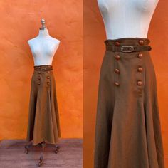 "Amazing skirt! Brown wool lined belted leather buttons Tag:Boutique by Elegance,S.A. Paris EUC Waist: 25.5\" Hip: 49\" Length: 35\"" Vintage Brown Skirt With Buttons, Fitted Belted Skirt For Fall, Retro Brown Bottoms With Buttons, Fitted Vintage Mini Skirt, Brown Fitted Full Length Skirt, Vintage Brown Bottoms With Buttons, Vintage Skirt For Fall, Vintage Fall Skirt With Buttons, Fitted Vintage Skirt For Vintage Fashion