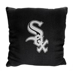 the chicago white sox logo on a black pillow