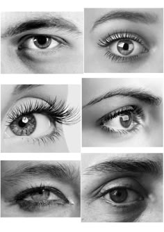 the different types of eyelashes are shown in black and white photo, including one with long lashes