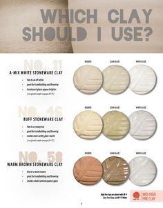 an advertisement with different types of clays on the front and back of each product