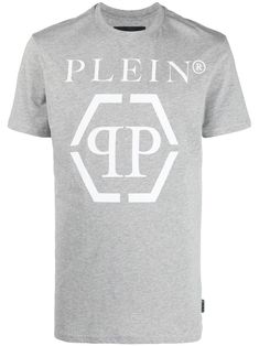 Light grey/white cotton SS Hexagon cotton T-shirt from PHILIPP PLEIN featuring logo print at the chest, crew neck, short sleeves and straight hem. | Philipp Plein SS Hexagon cotton T-shirt Philipp Plein, Cotton Logo, T Shirt Vest, Mens Fashion Casual, Logo Print, Cotton T Shirt, White Cotton, Size Clothing, Grey And White