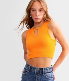 Freshwear Ribbed Stretch Brami - Orange M/L, Women's Vermillionorange Knit notch neck brami Bust measures 24 1/2 on size XS/S Body length 14 on size XS/S. 92% Nylon 8% Spandex. Machine wash cold with like colors gentle cycle. Do not bleach. Reshape lay flat to dry. Low iron if needed.. Measurements: Bust -Fullest part of bust with arms at sides. Waist -Circumference of natural waist: above belly button below rib cage. Hips -Standing with feet together fullest part of hips. WOMEN'S TOP SIZE CONVE Sporty Seamless Orange Top, Orange Ribbed Crew Neck Top, Fitted Seamless Orange Crop Top, Orange Summer Tops With Built-in Bra, Orange Stretch Top With Built-in Bra, Women's Tank Tops, Waist Circumference, Rib Cage, Low Iron