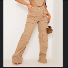 Length Approx 86.5cm/34" (Based On A Sample Size Uk 8) Model Wears Size Uk 8/ Eu 36/ Aus 8/ Us 4 Model Height - 5ft 6" 100% Polyester Chic High Waist Bottoms With Multiple Pockets, Fitted Full Length Bottoms With Multiple Pockets, Fitted Summer Cargo Pants With Multiple Pockets, Fitted Cargo Pants With Multiple Pockets For Summer, Beige High Waist Non-stretch Cargo Pants, Chic Fitted Cargo Jeans, Chic Fitted Cargo Jeans With Pockets, High Waist Non-stretch Beige Cargo Pants, Trendy Fitted Pants With Side Pockets