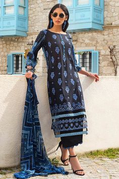 Tahra Blooming Blues - B Lawn 2021 Default Title Tahra Blooming Blues - B is pakistani branded suit 100% Original and Shipping World wide. Summer Lawn, Uk Fashion