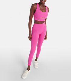 TrueStrength High Support sports bra in pink - Adidas By Stella Mc Cartney | Mytheresa Stretch Sports Bra With Built-in Bra, Seamless Nylon Gym Crop Top, High Stretch Activewear With Built-in Bra For Light Sports, Nylon Bra-friendly Crop Top For Gym, Sporty Seamless Nylon Crop Top, Sleeveless Elastane Sports Bra For Yoga, Seamless Sleeveless Elastane Sports Bra, Bra Friendly Nylon Crop Top For Workout, Light Support 4-way Stretch Elastane Sports Bra