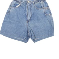 Item is in good used condition. >Size: S >Waist Size: 28" >Inside Leg: 3" >Rise: 12" >Hem: 10" Denim Shorts, Blue