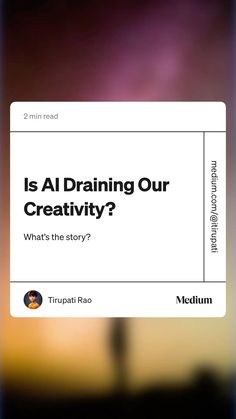 a book cover with the title is al draining our creativity? what's the story?