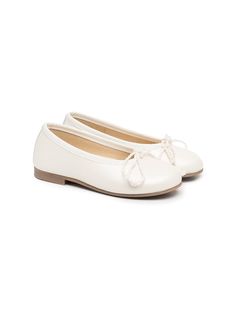 classic ballerina shoes from ANDANINES featuring white, leather, flat rubber sole, round toe and bow detailing. | Andanines Classic Ballerina Shoes White Ballerina Flats, Baby Boy Accessories, Shoes Teen, Gucci Kids, Burberry Kids, Dolce And Gabbana Kids, Ballerina Shoes, Boys Accessories, Stella Mccartney Kids