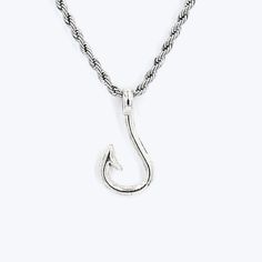 3mm Stainless Steel Silver Rope Chain Necklace with Silver Plated Alloy 3 Dimensional Fish Hook Pendant Hook is 29mm or 1-1/8 Inches Long by 16mm or 5/8 Inch Wide Choose 20 or 24 Inches necklace length Stainless Steel is waterproof and tarnish - rust proof Fish Hook is made of durable alloy material, sturdy and anti sensitive, lead free and nickel free, not easy to deform or damage, also not easy to fade. In stock. Shipped daily from Florida USA Our jewelry items, parts, and shark's teeth are not toys and contain small parts, which are not suitable for small children or for human consumption. Small parts may be a choking hazard. If these products are used by a child, it should be only under supervision by an adult. Boys Necklace, Clear Quartz Necklace, Fish Hook Necklace, Silver Rope Chain, Hook Necklace, Surfer Necklace, Ruby Crystal, Rope Chain Necklace, Jewelry Minimalist