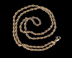 "Vintage 14k Yellow Gold Plated Bold Heavy Rope Twisted Chain Necklace 30\" Up for offer is a lovely retro vintage yellow gold plated bold heavy rope twisted chain necklace. This piece features a spring clasp. Necklace is unmarked. Measurements Length: 30\" inches Width: 4mm Weight: 27.8g Condition: very good; Item is pre-owned and may have some signs of light use. Please look closely at the pictures provided as they are an extension of our written description. 1z #E 4429C" Gold Schmuck, Hand Beaded Necklace, Twisted Chain, Petite Ring, Rope Twist, Gold Rope Chains, Sterling Silver Bangle Bracelets, Clasp Necklace, Victorian Rings