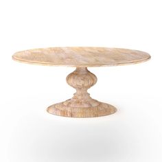 a round wooden table on a white background